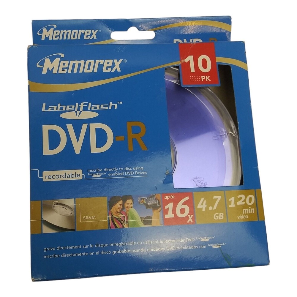 Memorex DVD-R Recordable Discs 10 Pack Labelflash 4.7 GB 120 Minutes 16X